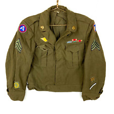 Vintage Military Blazer Jacket Size 36 Short Green Boxy Fit Vietnam Era 60s picture