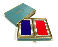 TIFFANY & CO. Vintage Set 2 Decks Red Blue Playing Cards In Velvet Box (stained) picture