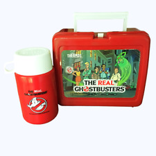 Vintage Real Ghostbusters Red Plastic Lunchbox Orig Thermos Clean Made USA 1986 picture