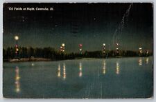 Centralia, Illinois IL - Oil Fields at Night - Vintage Postcard - Posted 1939 picture