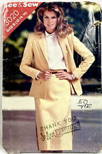 1980s Butterick Sewing Pattern 3020 Womens Jacket & Skirt Sz 12-16 Vintage 11304 picture