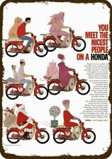 1963 Santa on HONDA TRAIL 50 Motorcycle Vintg-Look DECORATIVE REPLICA METAL SIGN picture