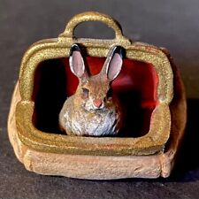 COLD PAINTED VIENNA BRONZE MINIATURE RABBIT IN A SATCHEL picture