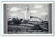 Boise Idaho Postcard O.S.L. Depot Howard Platt Gardens c1940 Union Pacific Depot picture