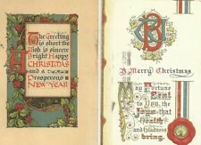 2 VTG Postcards Christmas New Years Greetings Embossed 1915 FFC Germany & London picture