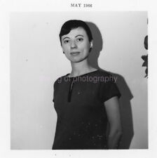 1960's GIRL Vintage FOUND PHOTO bw AS SHE WAS  Snapshot YOUNG WOMAN 32 LA 82 L picture
