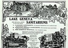 1915 LAKE GENEVA SANITARIUMS Advertising Original Antique Print Ad picture