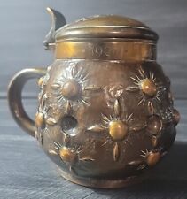 Vintage Marzi Remy Lidded Copper Beer Stein 1957 Germany Engraved Signed Ornate picture