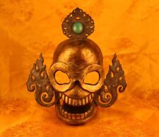 Real Nice Tibet Vintage Old Buddhist Silvered Copper Skull Offering Mask Amulet picture