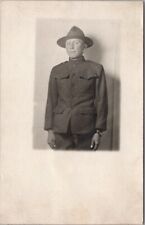 1910s Studio Photo RPPC Postcard Young Soldier 