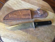 Utica KNIFE Outdoor SPORTSMAN Tempered Carbon Steel USA Leather Sheath VINTAGE picture