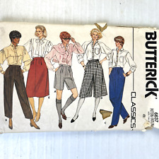 Butterick Classics Pants Shorts Culottes Capri  Skirt Women's 8 Tapered Pleated picture