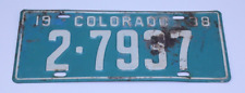 Colorado 1938 VTG License Plate Auto Tag Original Paint Retro 2-7937 Car Rare CO picture