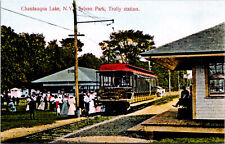 Chautauqua Lake NY Railway Postcard Trolley Interurban Tram RPPC Reprint picture
