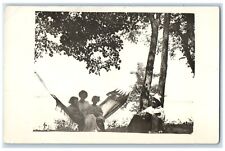 c1910's Mother And Children On Hammock Arnolds Park Iowa IA RPPC Photo Postcard picture