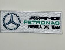 F1 MERCEDES WHITE LOGO PATCH  FORMULA ONE F1 RACING Iron on PATCH 3.5” picture