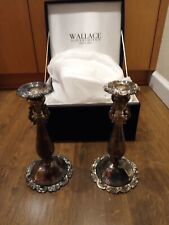 VINTAGE PAIR BAROQUE BY WALLACE SILVER PLATE CANDLE STICK/HOLDER  9.5