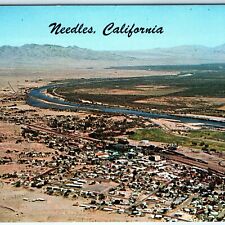c1950s Needles, CA Aerial Birds Eye View Postcard Downtown Railway Calif Vtg A91 picture