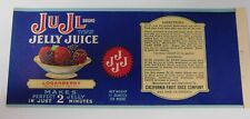 Vintage  JUJL  Brand Loganberry Jelly Juice  Can label...San Jose, California picture