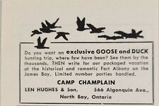 1954 Print Ad Camp Champlain Goose & Duck Hunting North Bay,Ontario Canada picture