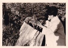Vintage c1960s Snapshot Photograph Lady With Two Dachshund Dogs Pets picture