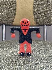 5” Rosbro Rosen Vtg Plastic Scarecrow Jack O Lantern Halloween Candy Container picture