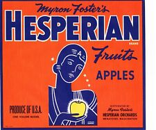 10 Vintage MYRON FOSTER'S HESPERIAN  Brand Apple Fruit Crate Labels Wenatchee WA picture