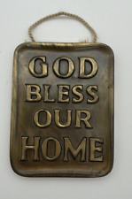 Vintage God Bless Our Home Plaque Brass Plated West Germany Home Decor Wall Hang picture