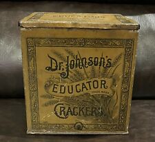 Vintage 1920s Dr. Johnson's EDUCATOR Crackers Tin, Boston, MA - 5 3/4