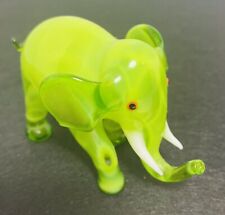 Vintage Murano Style Green Elephant Art Glass Blown Glass Miniature 3.75” picture