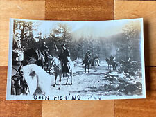 Going Fishing Horseback Joaquin River California 1920's Antique Snapshot Photo picture
