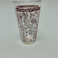 Mid Century Vintage Federal Glass Cocktail Mixing Shaker Pint w Recipes in Red picture