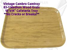 1 Vintage Cambro Fiberglass 83-1 Camtray Wood Look Cafeteria Lunch Tray 18x14 picture