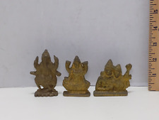 Vintage Small Brass Amulets Statues Hindu Gods Vishnu Laxmi Ganesha  picture