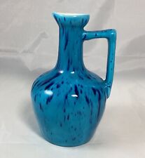 Vintage MCM 1968 Blue Drip Splatter Glaze Ceramic Pitcher ~ 6.5