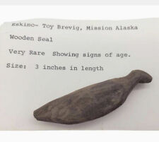 Alaska Eskimo artifact Wooden Seal Effigy 3” Long Circa 1600’s Apaa picture