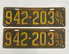 Pair of 1932 Illinois License Plates - # 942-203 picture