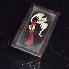 natural ebony wood handwork inlay shell bat bring blessing Organ box Jewelry box picture