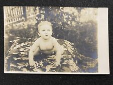 Cute Child With No Shirt Antique RPPC Real Photo Postcard picture