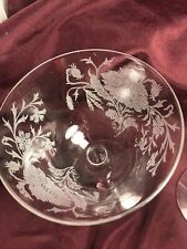 Stunning Etched Clear Floral liqueur wine Sherbet glasses VTG Stemware Elegant 2 picture