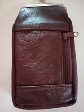 120mm leather snap top cigarette case pocket zipper compartment color burgundy picture
