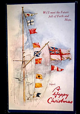 Nautical Signal Code Flags~on Ship's Mast ~Antique Tuck Christmas Postcard~g605 picture