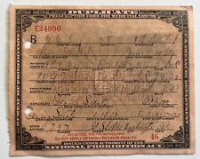 Prescription Form - 1929 - National Prohibition Act - “Whiskey” - Washington DC picture