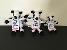 Three Chick-fil-A Plush Cows “Eat Mor Chikin”  …two 8” & one 6” picture