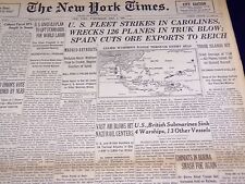 1944 MAY 3 NEW YORK TIMES - U. S. FLEET WRECKS 126 PLANES - NT 2599 picture
