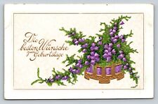 Purple Flowers Best Wishes for Your Birthday Embossed Vintage Postcard 1056 picture