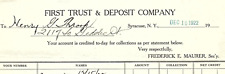 1922 FIRST TRUST & DEPOSIT CO SYRACUSE NEW YORK STATEMENT HENRY THROOK Z4580 picture