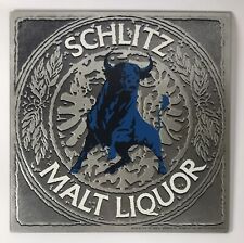 Vtg 1975 Schlitz Malt Liquor Beeco Bar Sign Silver Bull Glass Advertising 11