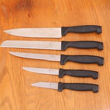 5 Gibson USA Black Handle Kitchen Knives Steak Utility Paring Chef Bread picture