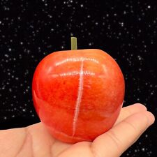 Vintage Italian Marble Apple Paperweight Figurine Red White Line Hand Carved picture